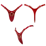 LEATHERETTE HARNESS FABULOUS - ONE SIZE - RED GLOSSY