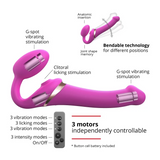 MULTI ORGASM BENDABLE STRAP-ON - S - FUCHSIA