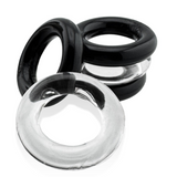 JACKER 5-STACK five-pack tube super-strong  cockrings CLEAR/BLACK