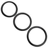 Stainless Steel 3 Piece Cock Ring Set (45/50/55mm) - Black