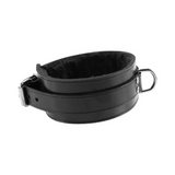 Leather Collar with Faux Fur Lining Black