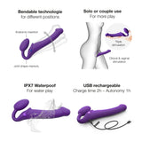 VIBRATING BENDABLE STRAP-ON - L - PURPLE