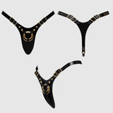 TESTER - LEATHERETTE HARNESS FABULOUS - ONE SIZE - BLACK GLOSSY