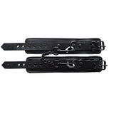 Leather Wrist Cuffs - Black with Black