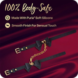 Temptasia Ardor - Silicone Wrist & Ankle Restraints - Black with Bow