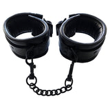 Leather Padded Wrist Cuffs - Black with Black