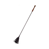 Leather Riding Crop With Wooden Handle Black