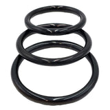 Stainless Steel 3 Piece Cock Ring Set (45/50/55mm) - Black