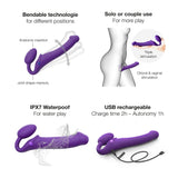 VIBRATING BENDABLE STRAP-ON - XL - PURPLE