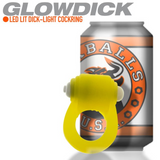 GLOWDICK, cockring with LED, YELLOW ICE